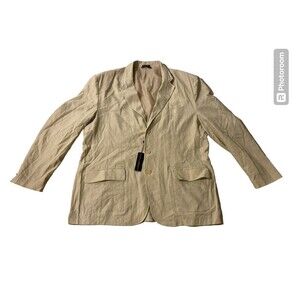 ANDREW FEZZA Men's 2XL Blazer Beige Button‎ Linen/Rayon New